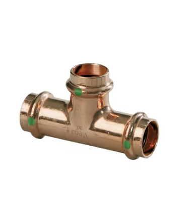 View Larger ProPress® ProPress® ProPress® 15458 Pipe Tee, 1-1/2 x 1 x 1 in Nominal, Press End Style, Copper, Import