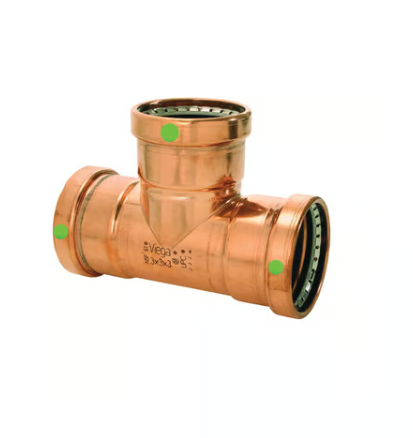 ProPress® 20808 Pipe Tee, 4 x 4 x 1-1/2 in Nominal, Press End Style, Copper, Import  SKU: 53961