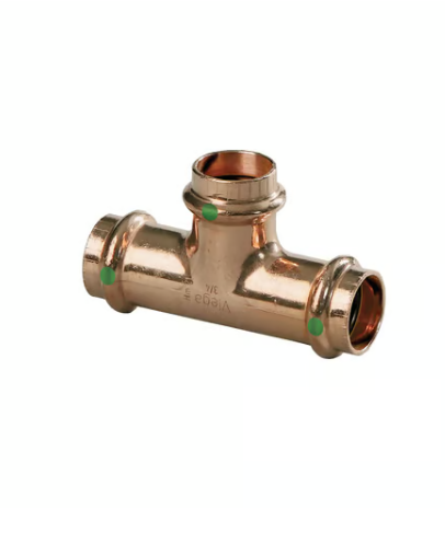 View Larger ProPress® ProPress® ProPress® 15448 Pipe Tee, 1-1/2 x 1-1/2 x 1/2 in Nominal, Press End Style, Copper, Import