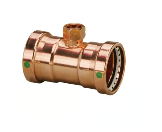 ProPress® 20883 Pipe Tee, 2-1/2 x 2-1/2 x 3/4 in Nominal, Press x Press x FNPT End Style, Copper, Import