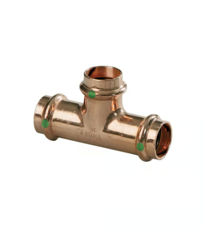 View Larger ProPress® ProPress® ProPress® 14568 Pipe Tee, 1-1/4 x 1 x 1 in Nominal, Press End Style, Copper, Import