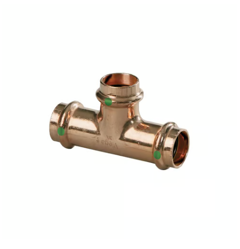 View Larger ProPress® ProPress® ProPress® 15453 Pipe Tee, 1-1/2 x 1-1/4 x 1 in Nominal, Press End Style, Copper, Import