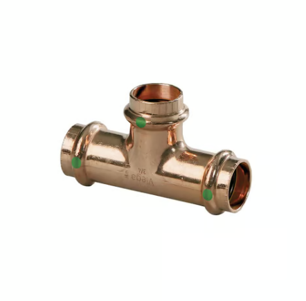 View Larger ProPress® ProPress® ProPress® 15488 Pipe Tee, 1 x 1 x 1-1/4 in Nominal, Press End Style, Copper, Import